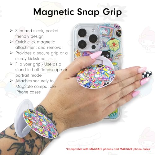 Sonix x Sanrio MagLink Snap Grip | Magnetic Phone Grip Holder and Collapsible Kickstand | Compatible with MagSafe | Hello Kitty and Friends Stickers by Sonix - Used condition - Image 6