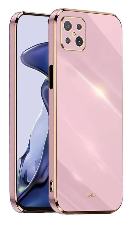 EASSGU Marco Electrochapado Funda Para OPPO Reno4 Z 5G (6.57" Inches) Carcasa Protectora De Color De Silicona TPU Suave - Rosado