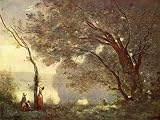 SERAVE Impressions Sur Toile Art Mural Moderne Moderne Art Poster Peinture classique Souvenir de Mortefontaine parJean Baptiste Camille Corot pour la décoration de bureau 60x90cm