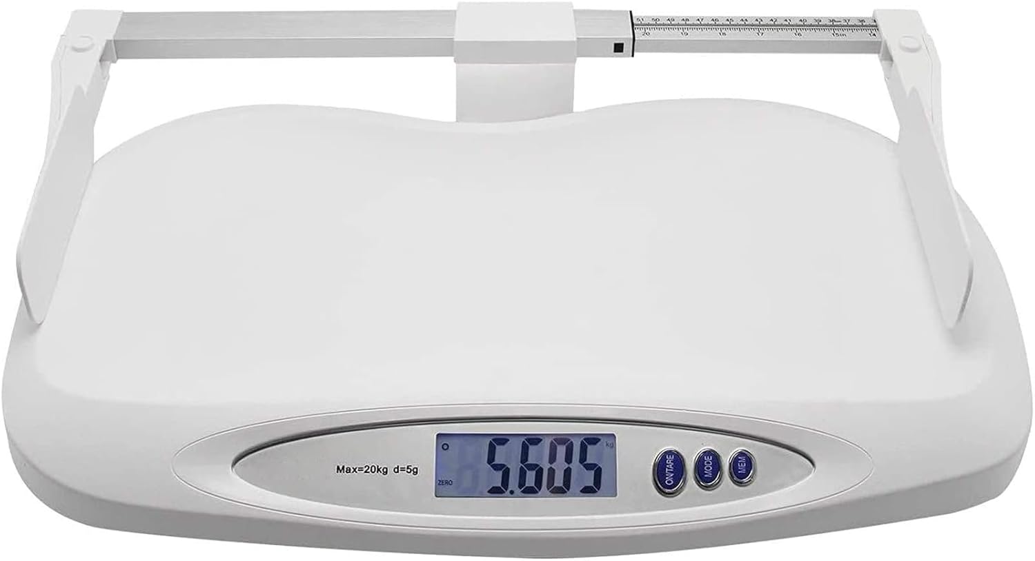 Food Scales Digital Digital Baby Scale Electronic Baby Weighing Scale Pet Scale Infant Weight Scale with 35-70CM Foldable Height Ruler Max Weighing Capacity 20KG/44LB