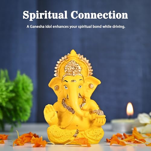 Image of ZAICUS Mini Ganesha Car Idol - Small Handcrafted Ganesha Statue for Dashboard, Home, or Office - Sign of Blessings, Wealth, and Happiness - Perfect Spiritual Gift for Loved Ones and Divine Dcor