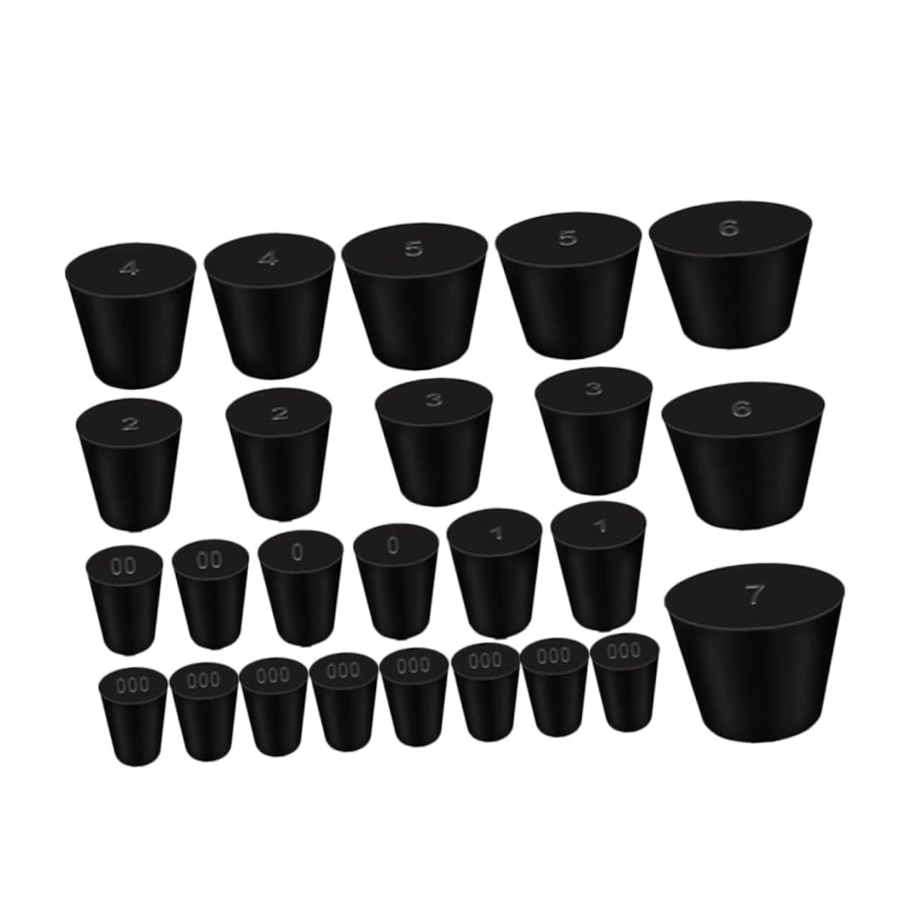 Cabilock 25pcs Lab Stoppers 10 Sizes Solid Rubber Tube Flask Bottle Stoppers Bottle Caps Sealing Plugs