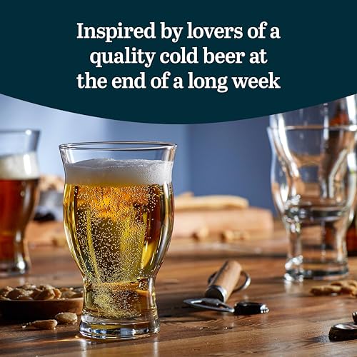 Image of Libbey Craft Brews Nucleated Pint Beer Glasses, Dishwasher Safe Pint Glasses Set of 4 for Light Beers, Stouts, Laser Etching Nucleated Beer Glasses