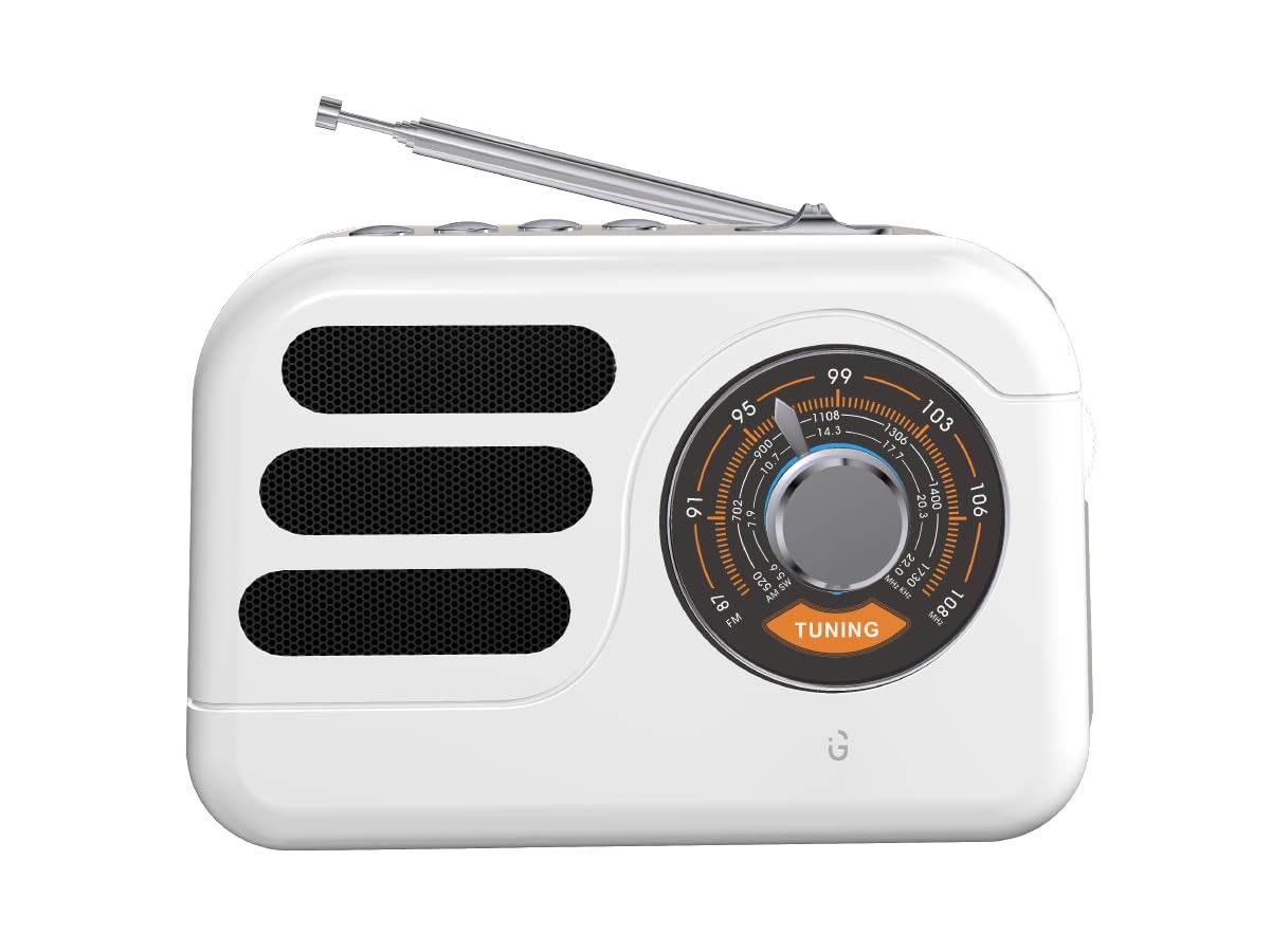 IGear Vintune Retro Radio Mp3 Player with Bluetooth, AUX Input, USB, TF Card, Rechargeable Battery (Pearl White)-image-19