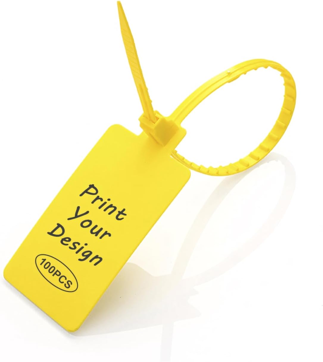 Muka 100 PCS Custom Plastic Seals Laser Engraved Logo Printed Label Tag Seals Label Ties-Yellow-L