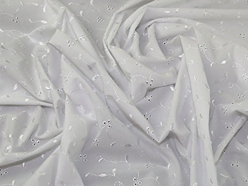 3 Hole Broderie Anglaise Dress Fabric White - per metre