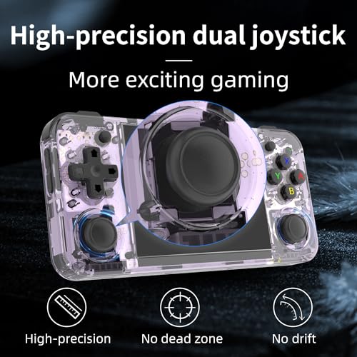 RG35XX H Retro Handheld Game Console, Horizontal Console with 2 Joysticks, Built-in 64G TF 5500 Games 3300mAh Battery 3.5 Inch IPS Screen, Support 5G WiFi Bluetooth HDMI TV Output (Transparent Purple) - Thumbnail 3