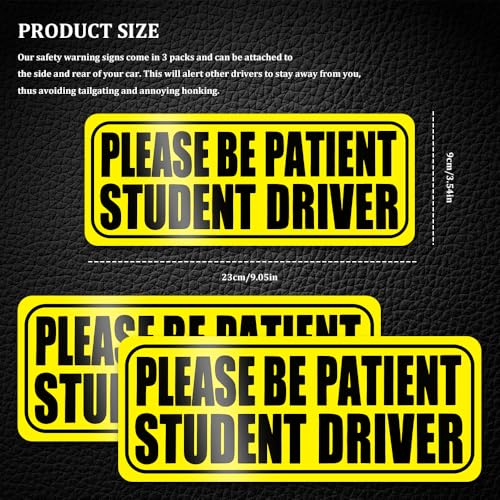Image of 3PCS Student Drive Magnet for Car, Magnet Car Sticker, Please Be Patient Student Driver Magnet, Reusable Movable Rookie Driver Reflective Magnets Stickers Universal Fit Car Bumper (Style 1)
