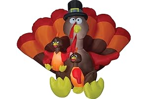 8.5' Inflatable Turkey Family Scene Outdoor Thanksgiving Autumn Yard Decor