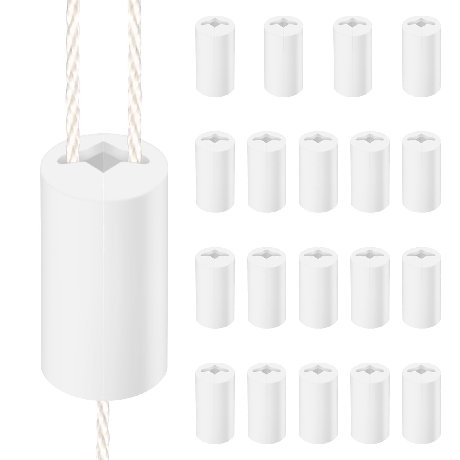 20Pcs Breakaway Cord Condensers Anti Strangulation Design Blind Cord Safety Device Connector Holder White Plastic Tool Free Easy Installation Safety Baby Proof for Blinds or Shades(White,20)