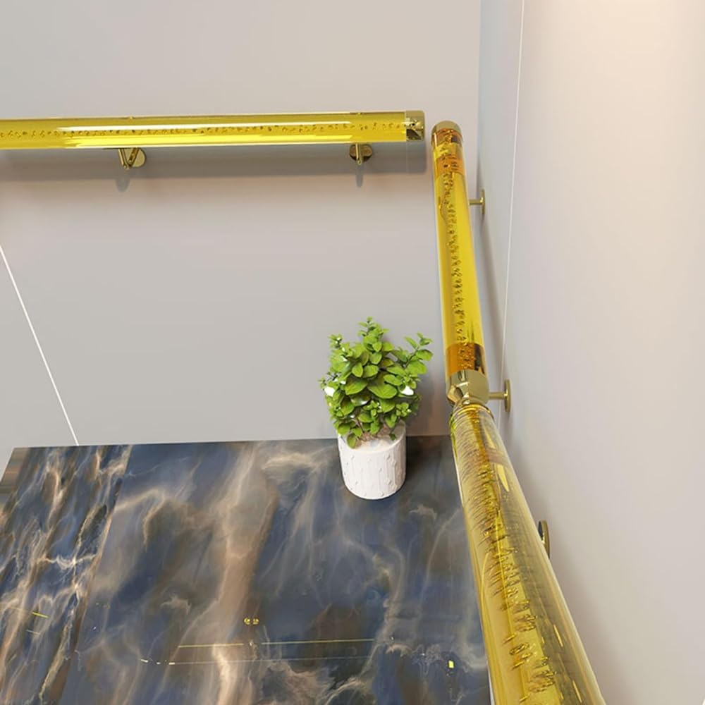 FKXSXAZ Acrylic Crystal Handrail for Stairs，Indoor Stair Railing Complete Kit with Golden Brackets，Walls Support Grab Bar Hand Rail Corridor/Home/Lofts(Size:2.62ft/80cm)