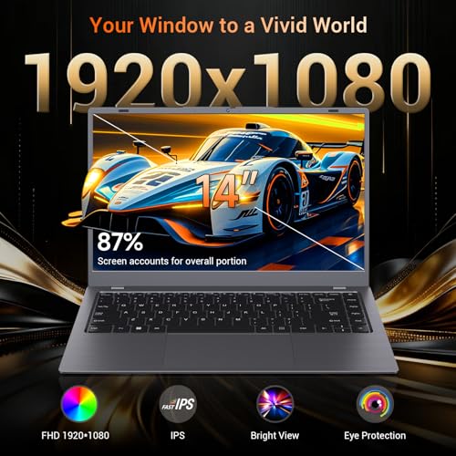 Image of Laptop Computer, 16GB RAM 512GB SSD, Pentium Gold 6500Y Processor Up to 3.4GHz, FHD IPS Display, Dual Type-C, USB 3.2, HDMI, WiFi 5, Bluetooth 5.0, 14 Inch Business & Student Laptop