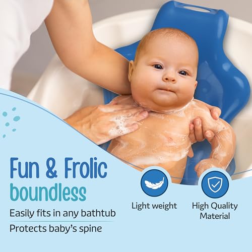 Image of LuvLap Anti Slip Baby Plastic Bath Chair, Baby Bath Seat /Sling with Non Slip Strong Suction Base, Baby Shower, for Infants & Toddlers (Blue)