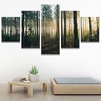 SIGNWIN 5 Panel Canvas Wall Art Rustic Woods for Home Decorations Ready to Hang - 60