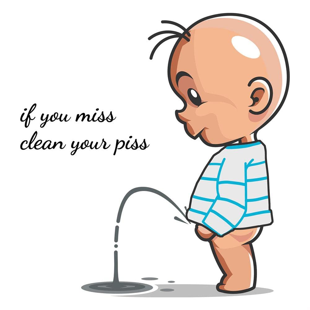 Funny Toilet Seat Sticker Bathroom Wall Decal, Cartoon Villain Toilet Stickers, If You Miss,Clean Your Piss Toilet Sticker, Waterproof Vinyl Wall Art Sign Decor