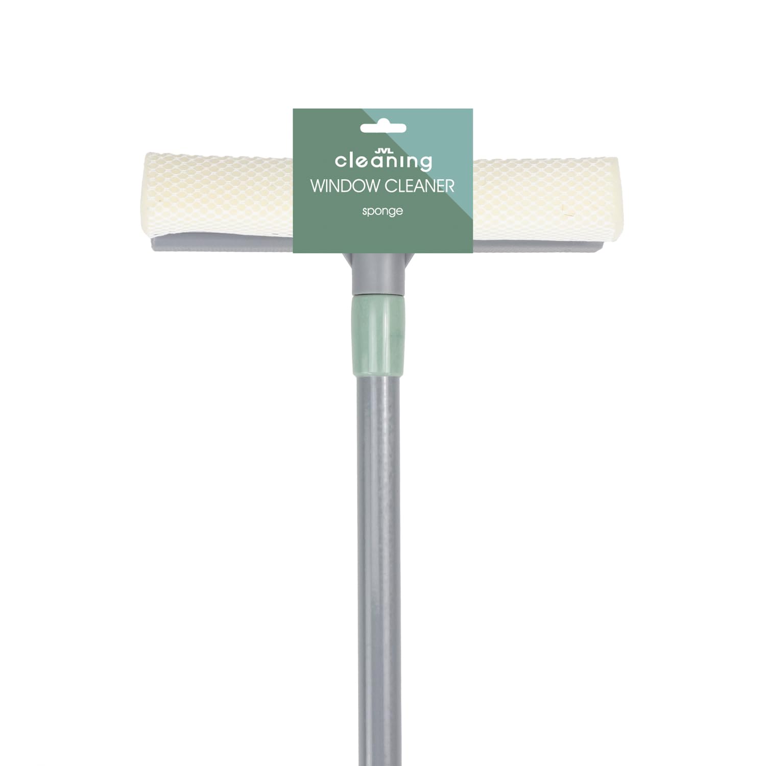 Jvl Grey Extendable Sponge Window Cleaner With Telescopic Handle, Streak-Free Glass Cleaning Tool