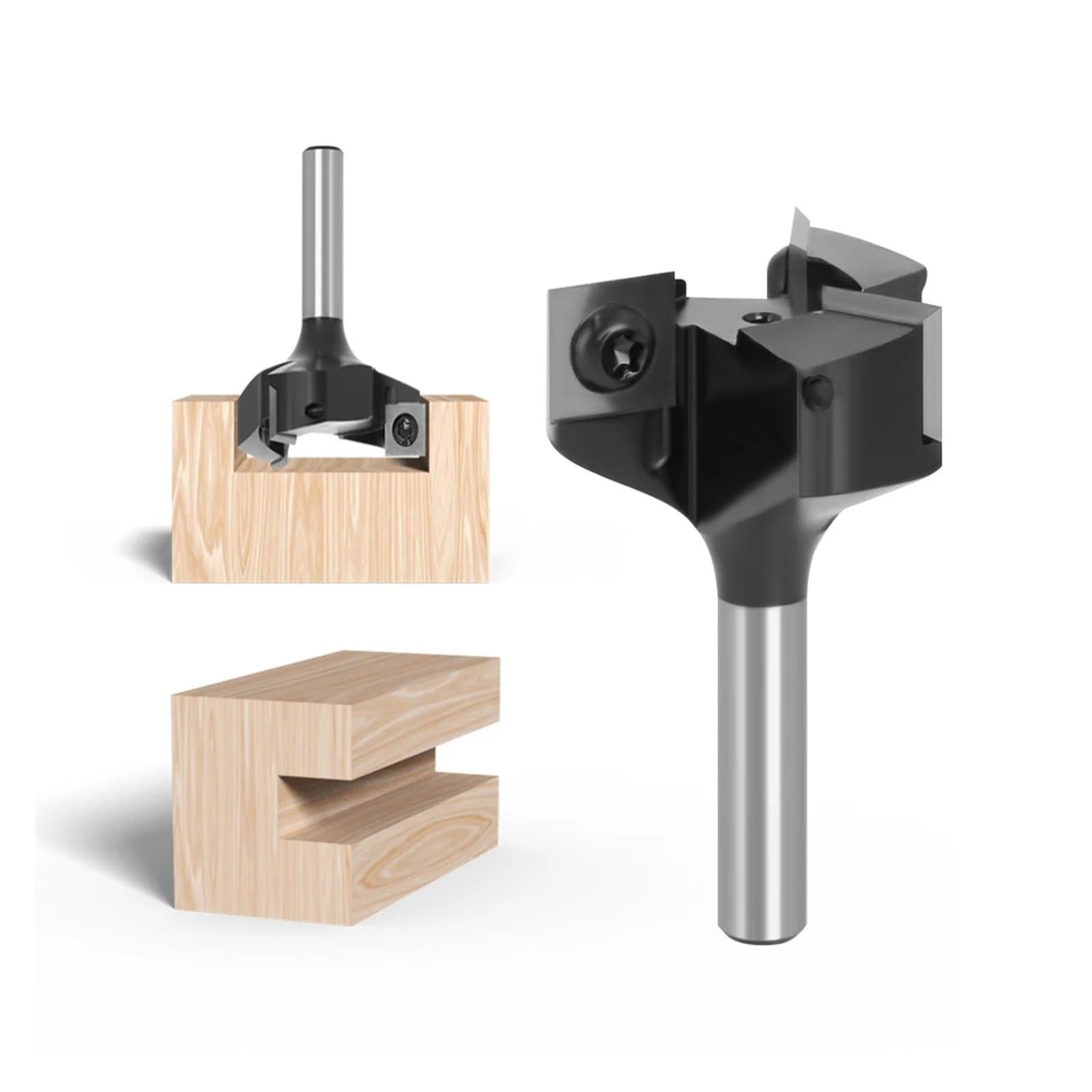 Bity routera Frez do napawania typu Spoilboard Trzpień 8 mm Wymienne płytki do strugania Frezy czołowe Frezy czołowe typu wkładki Spoilboard CNC Frezy do napawania do drewna (Bity z 1 szt. ostrzem)(Bi