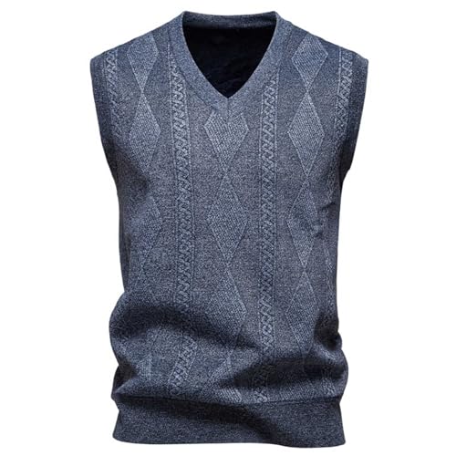Men's Solid Color Breathable Dress Sweater Vests V Neck Cable Twist Knit Sleeveless Vests Casual Pullover Sweaters2