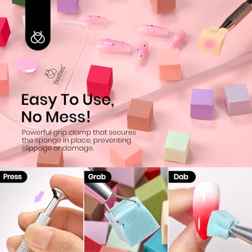 Image of Beetles Gel Polish Soft Nail Sponges for Ombre, 88Pcs Large Size Nail Art Sponges With Grabbing Pen, Ombre Nail Brush to Creat Color Gradient Effect, Manicure Nail Art Tools for Nail Art Design