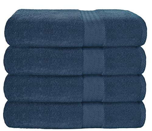 GLAMBURG Premium Cotton 4 Pack Bath Towel Set - 100% Pure Cotton - 4 Bath Towels 27x54 - Ideal for Everyday use - Ultra Soft & Highly Absorbent - Mineral Blue