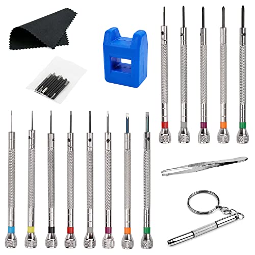 13Pcs Kit Tournevis de Précision, Portable Tournevis Precision Magnétique Outils, Petites lunettes Tournevis Avec Etui Outil Pour Appareils Electroniques PC Portable IPhone IPad Montre Lunettes Cover