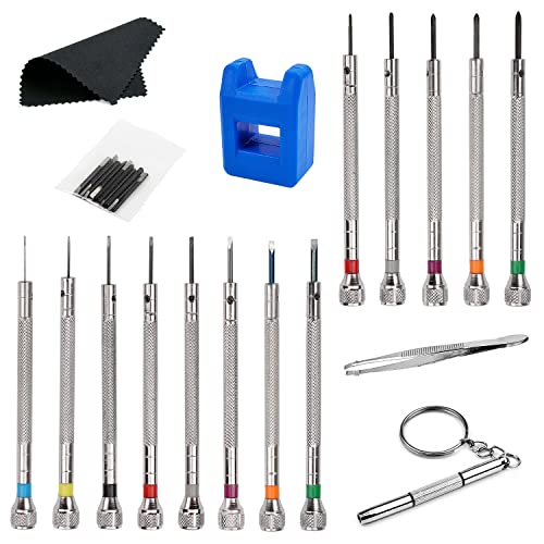 13Pcs Kit Tournevis de Précision, Portable Tournevis Precision Magnétique Outils, Petites lunettes Tournevis Avec Etui Outil Pour Appareils Electroniques PC Portable IPhone IPad Montre Lunettes