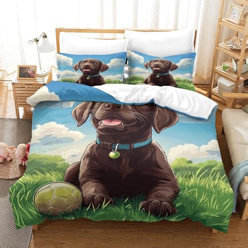Housse de couette chiot mignon 135x200 pour lit single infroissable et facile à laver en machine - 3