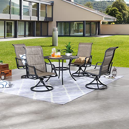 Image of LOKATSE HOME 5 Pieces Patio Dining Swivel Chair Set Metal Armchairs with Round Coffee Table, Grey