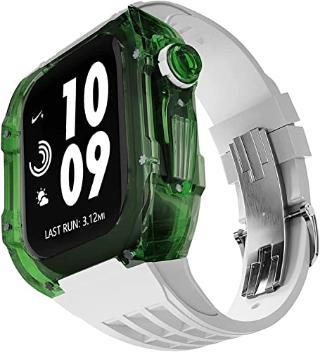 Boîtier de montre transparent en PC et bracelet silicone robuste Apple Watch Ultra 49mm