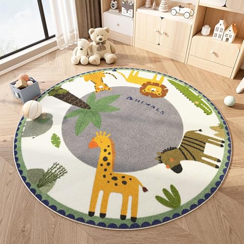 Tapis rond pour chambre d'enfant multicolore et imperméable de 100 cm - 5