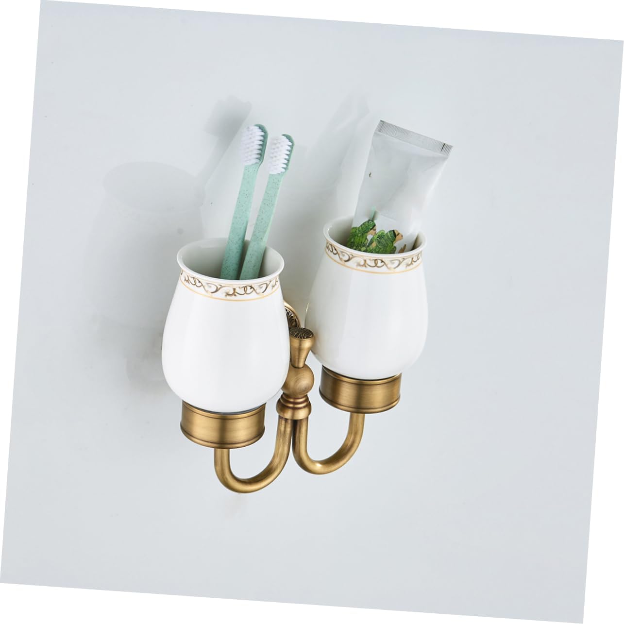 Othbrush Cup Holder Wall Mount -Proof Ceramic Cups Rack Decorative Holder for Home Hotel - Easy Installati