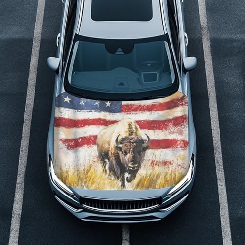 Image of Car Hood Cover,Breathable Soft Car Hood Cover Protector Suitable Most Automotive Sedans Trucks Pickup Sports Cars,Car Accessories Cow Flag Print