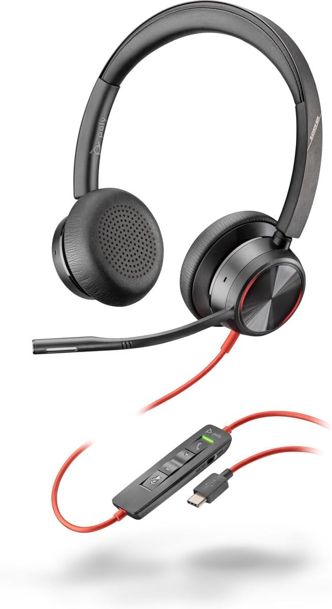 HP - Poly BLACKWIRE 8225 Stereo USB-C Headset ANDUSB-C/A Adapter - Stereo - USB Type C - W