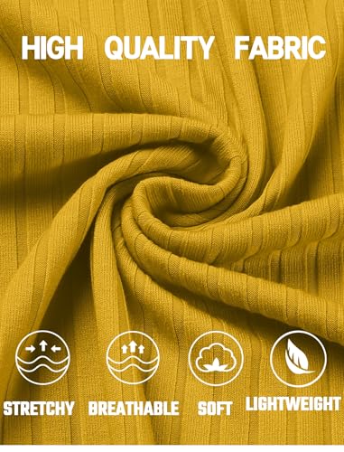 Coofandy Men's Textured Polo Shirts Short Sleeve Slim Fit Casual Button Polo T-Shirt Summer Collared Golf Shirt, Yellow, Large - Image 6