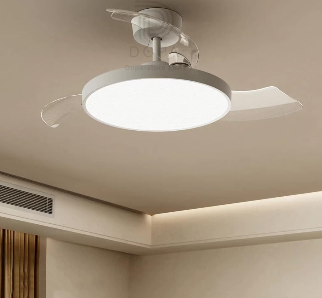 Dopa Dopastore Plafoniera Ventilatore da Soffitto Ultra Slim LED da 40W con Ventole a Scomparsa 6 Modalità Regolabili e Telecomando per Interno IP20