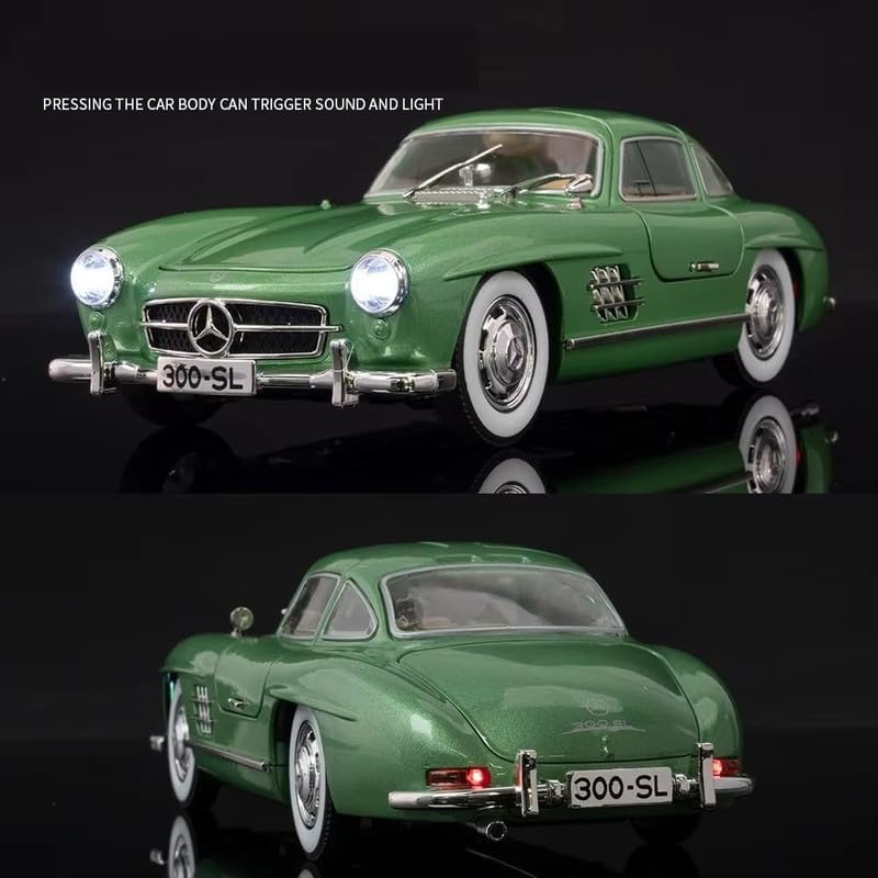 Image of Model 1:24 Marcedees Benz 300SL Model Alloy Metal Pull Back Die-cast Car Openable Doors with Sound and Light Vehicle Car Toy for Kids - Multicolor