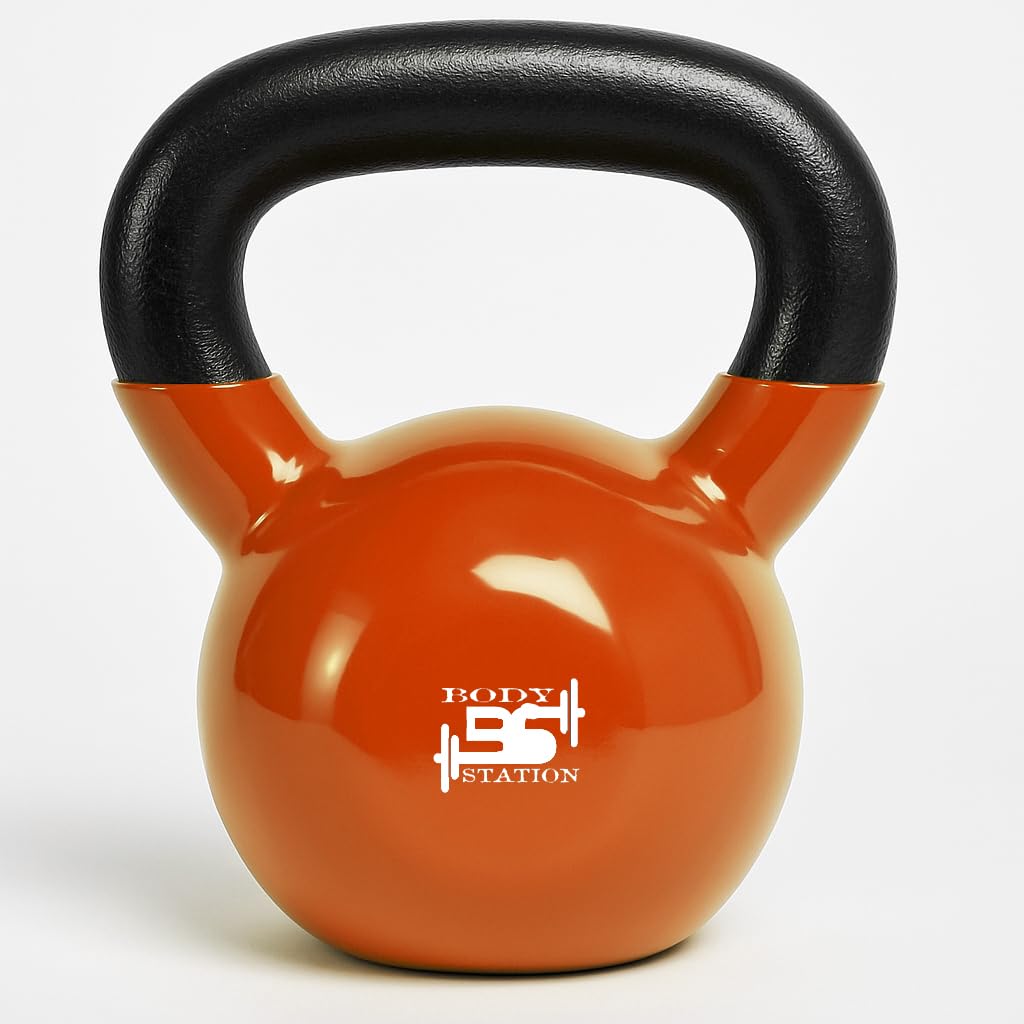Bodystation Neoprene/Vinyl Coated Cast Iron Kettlebell Weight – 2kg to 20kg | Home Gym Strength Training Equipment for Men & Women | Non-Slip Handle – Ideal for CrossFit, Cardio, and Core Workouts