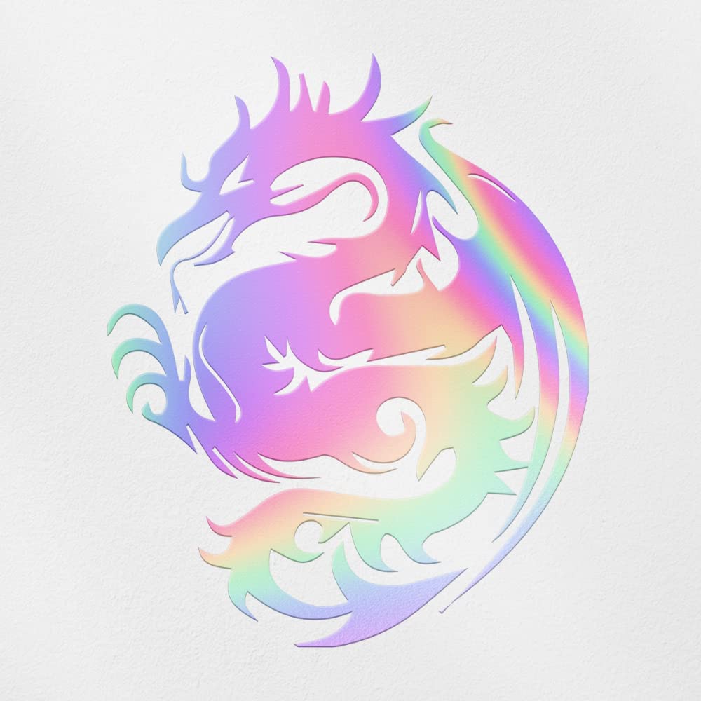Transparent Decal Stickers of Dragon Silhouette 5 (Hologram) Premium Waterproof Vinyl Decal Stickers for Laptop Phone Accessory Helmet Car Window Mug