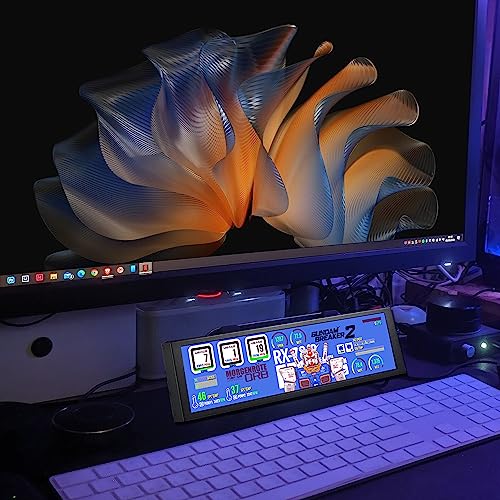 Image of wisecoco 7.84 Inch Mini Monitor HD IPS 1280x400 Secondary Screen Stretched Bar LCD Display with Casing for Laptop Computer Speed Temperature Windows Aida64 CPU GPU Monitoring