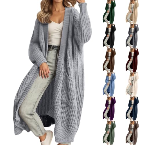 Long Cardigan Sweaters For Women With Pockets Cable Knit Cardigan - image 1