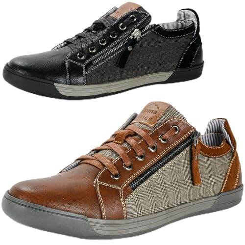 Alpine Swiss Men's Fabian Plaid Quarter Vamp Fashion Sneakers