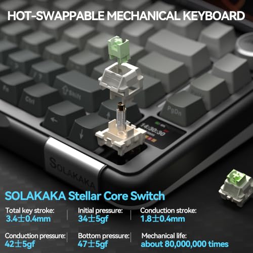 Image of SOLAKAKA A75 PRO Wireless Mechanical Keyboard with Screen and Knob