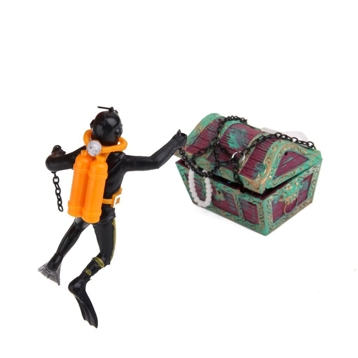 BESPORTBLE Dekoracje Akwariowe 3 nurek skarbów ozdoba akwarium dekoracja akwarium płetwonurek do akwarium dekoracje ornament skrzynia skarbów skarb akwarystyczny pneumatyczny udekorować