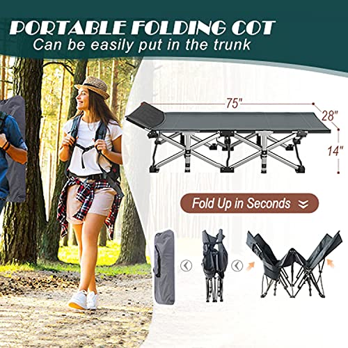 Aboron 2Pack Folding Camping Cots For Adults, Cot For Sleeping Double-Layer 1200D, Heavy Duty Guest Bed W/Mattress Carrying Bag Home Camping Office Vacation Nursing (2, B-Stripe Cot&Pad) #TOP4