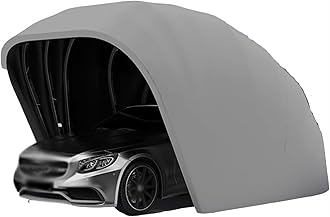 ZYMEN Stainless Steel Grey Carport, Foldable Retractable Car Awning, Semi-Automatic Durable Shelter, Mobile Folding Garage L5.5m * W 2.5m * H 2.3m