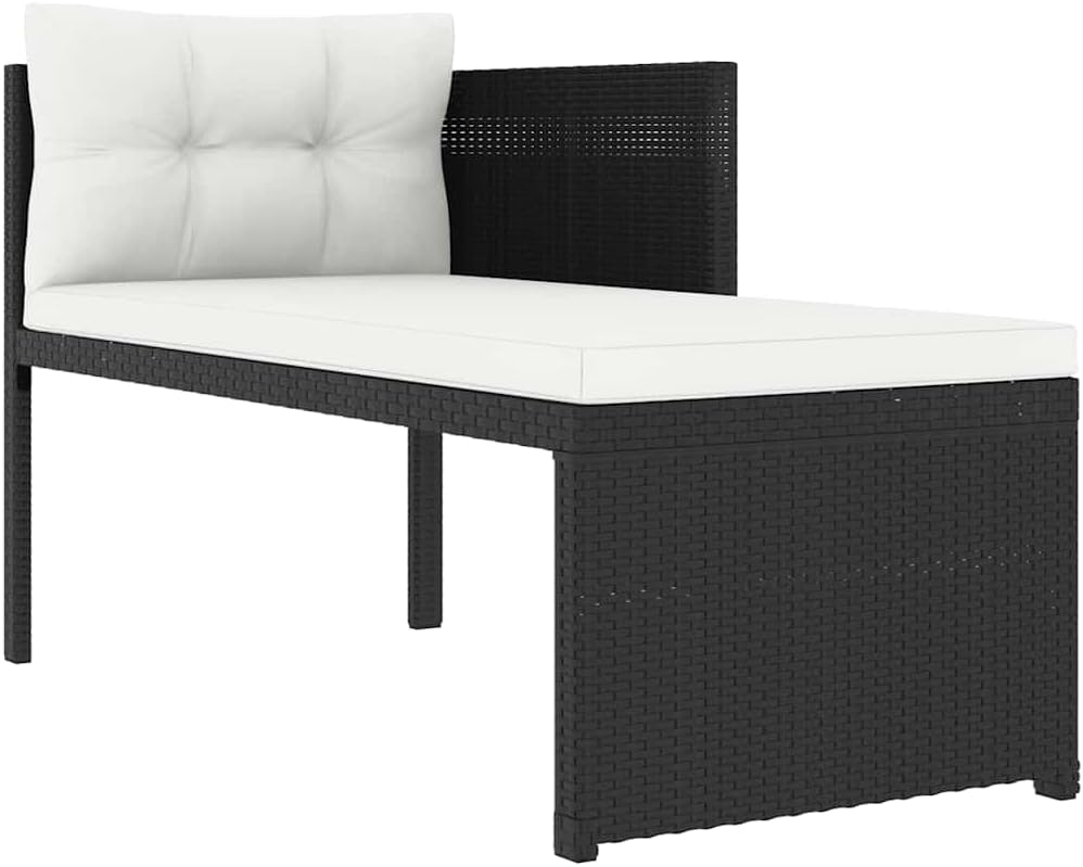 vidaXL Patio Furniture Set 4 Piece, Patio Conversation Set with Cushions, Outdoor Sectional Sofa with Coffee Table for Garden, Poly Rattan Black