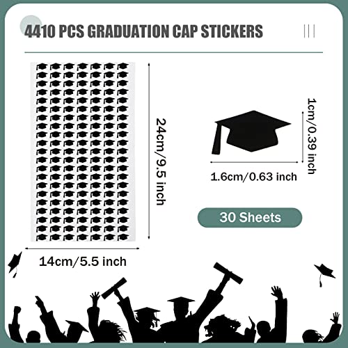 4410 Pcs Graduation Cap Stickers Black Graduation Hat Stickers Grad Cap Stickers Labels Self-Adhesive Graduation Sealing Stickers Labels For Graduation Party Favor Class Of 2023 Envelope Seals Decal #TOP1