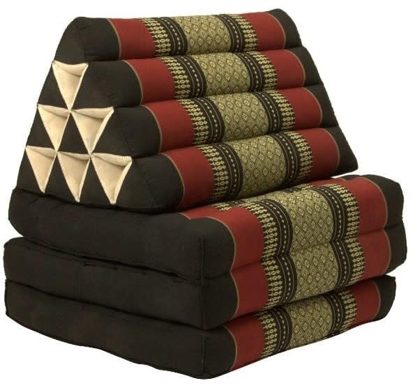 Fine Asianliving Colchón Tailandés de 3 Pliegues con Cojín Triangular Plegable 50x175x8cm Rojo