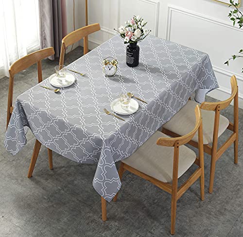 Tablecloth 52 X 52-Inch For Square Tables, Light Grey Printed Table Covers Water-Repellent And Spill Proof #TOP1