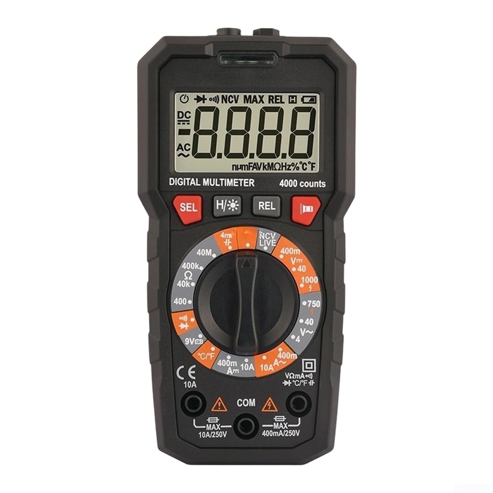 Digital Multimeter with True RMS, 4000 Counts LCD Display, Non-Contact Voltage Detection, and Smart Anti-Burn Protection for Electricians(0910A)